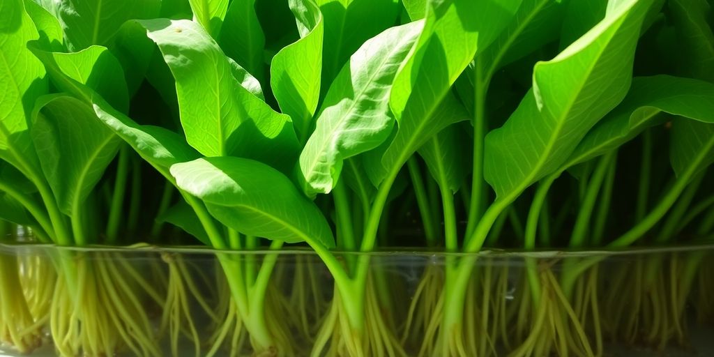 Vibrant lettuce growing in a hydroponic system.